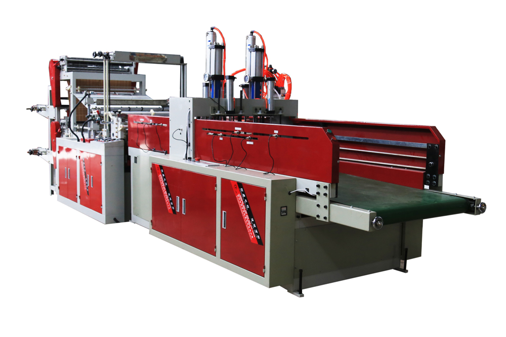 Fully automatic double-layer two-line hot sealing cold cutting punching bag making machine